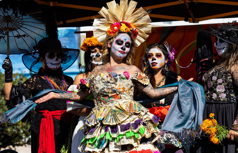 women in La Catrina costumes