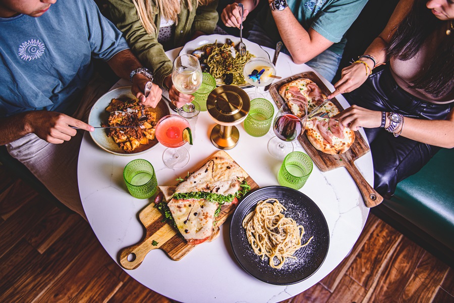 table full of food