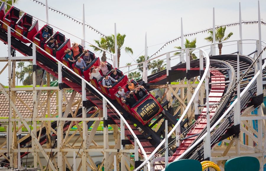 Giant Dipper Roller Coaster On National Roller Coaster Day at Belmont Park