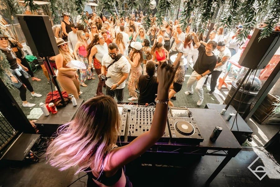 Daybreaker Let's Be Friends event at Progress Park 