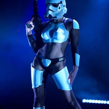 woman in a sexy stormtrooper costume