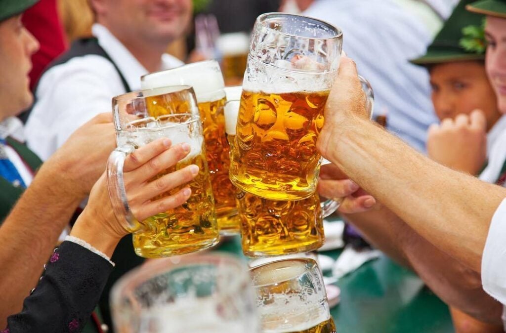 A festive crowd enjoying Encinitas Oktoberfest