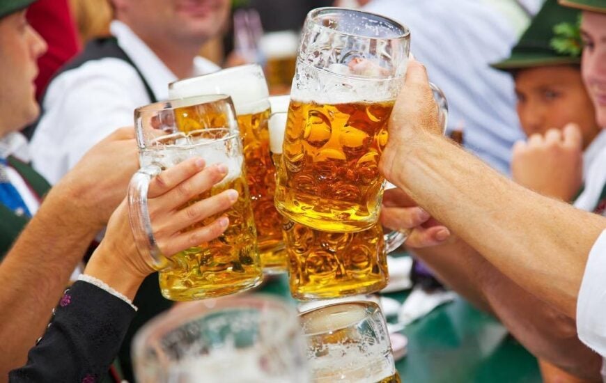 A festive crowd enjoying Encinitas Oktoberfest
