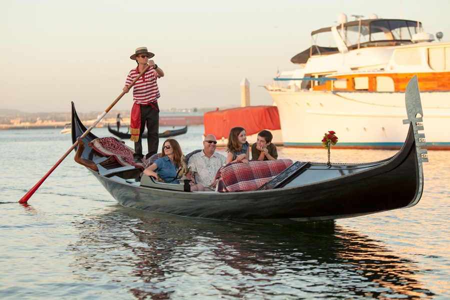 Family enjoying Father's Day gondola cruise through the Coronado Cays