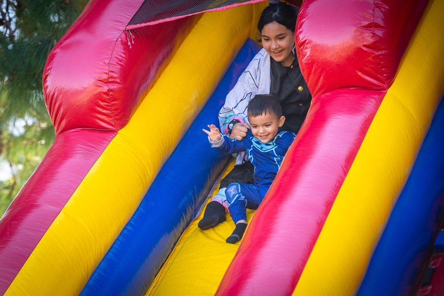 Inflatable obstacle course at Halloween at the Station