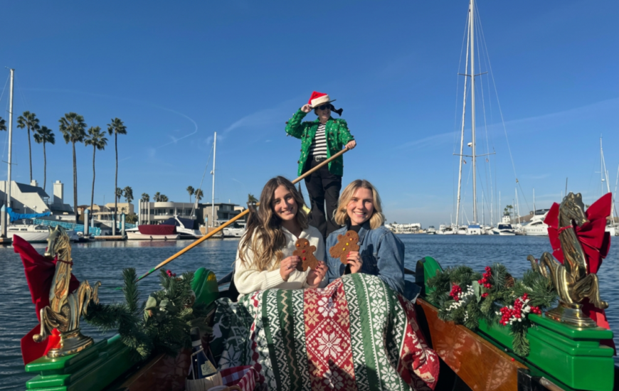 Glide through the Coronado Cays on a festive Holiday Gondola Cruise