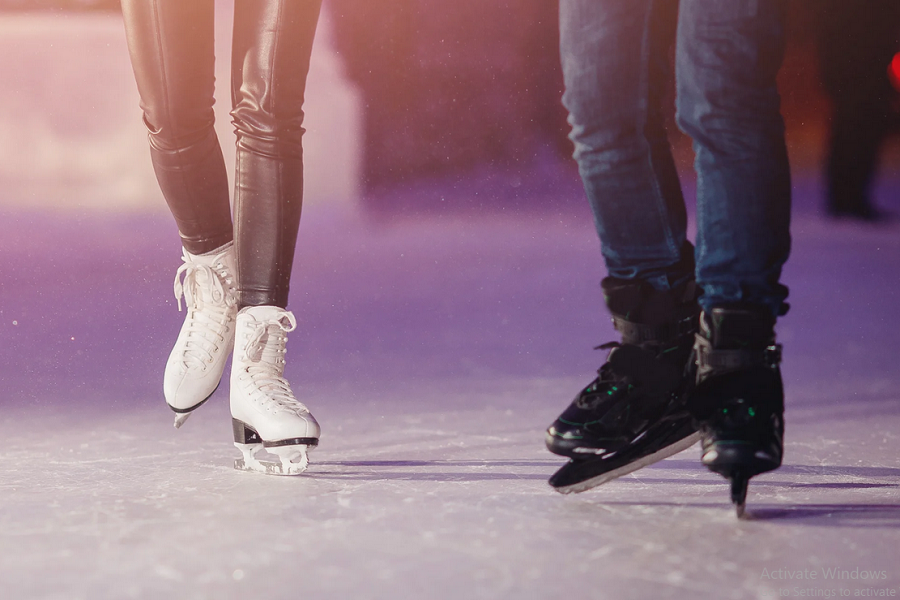 two people ice skating