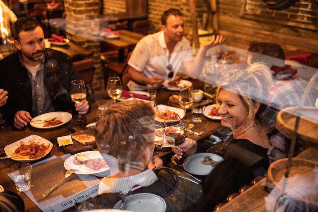 people eating in a restaurant