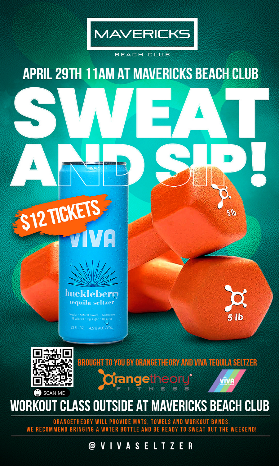 Mavericks Beach Club Orangetheory Sweat and Sip Workout