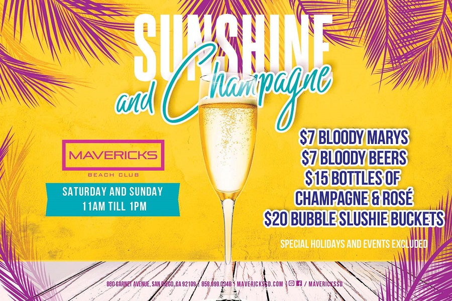 mavericks weekend brunch, sunshine and champagne