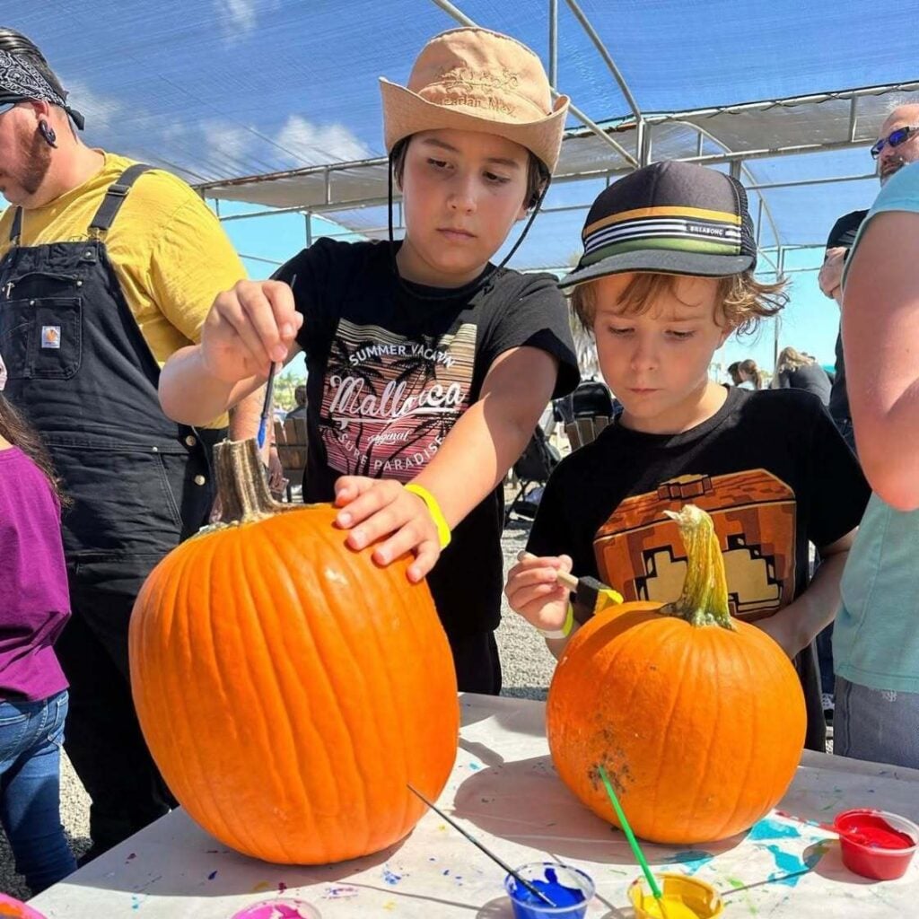 Kids crafting at the Pumpkin & Marigold Harvest Festival