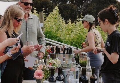 Summer wine tasting at Mission Bay Beach Club with bay views