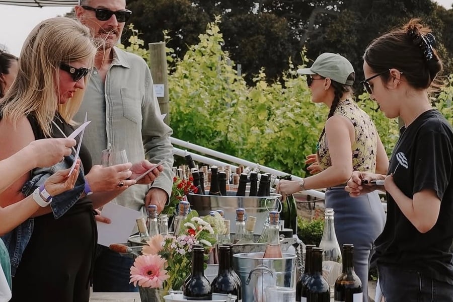 Summer wine tasting at Mission Bay Beach Club with bay views