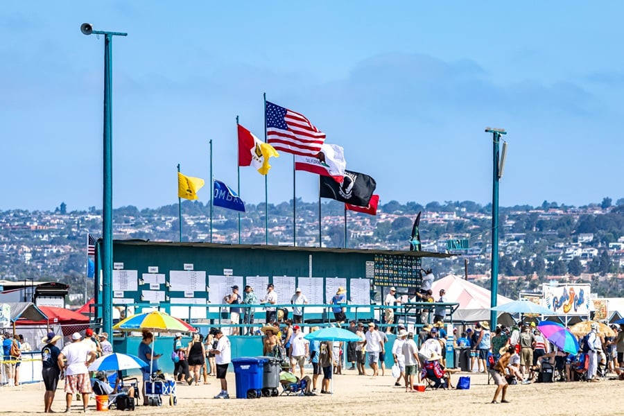 Iconic Fiesta Island atmosphere during OMBAC OTL Cornhole Tournament