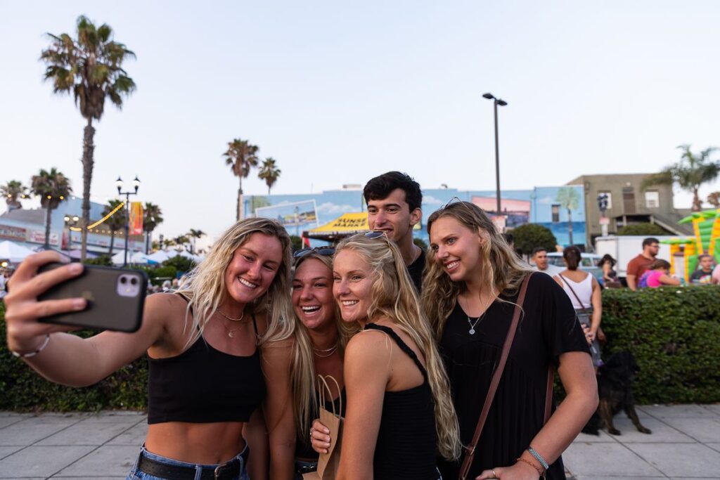 group of friends taking a photo