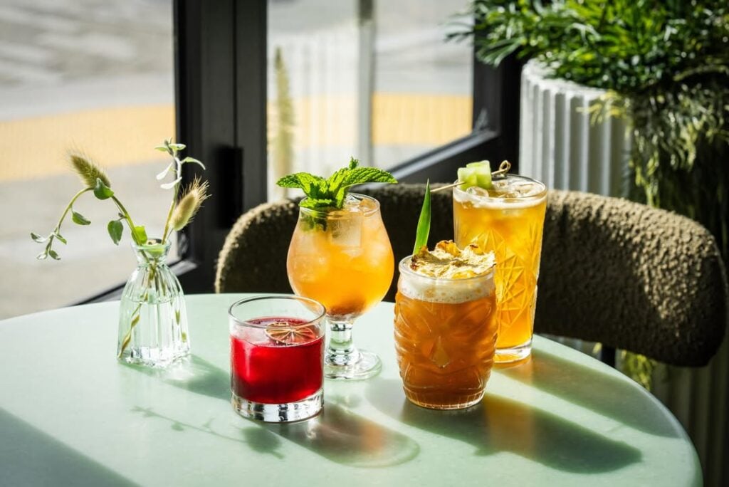 different cocktails on the table