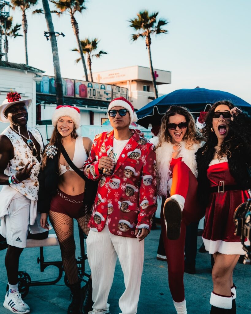 SantaCon revelers dressed in holiday costumes