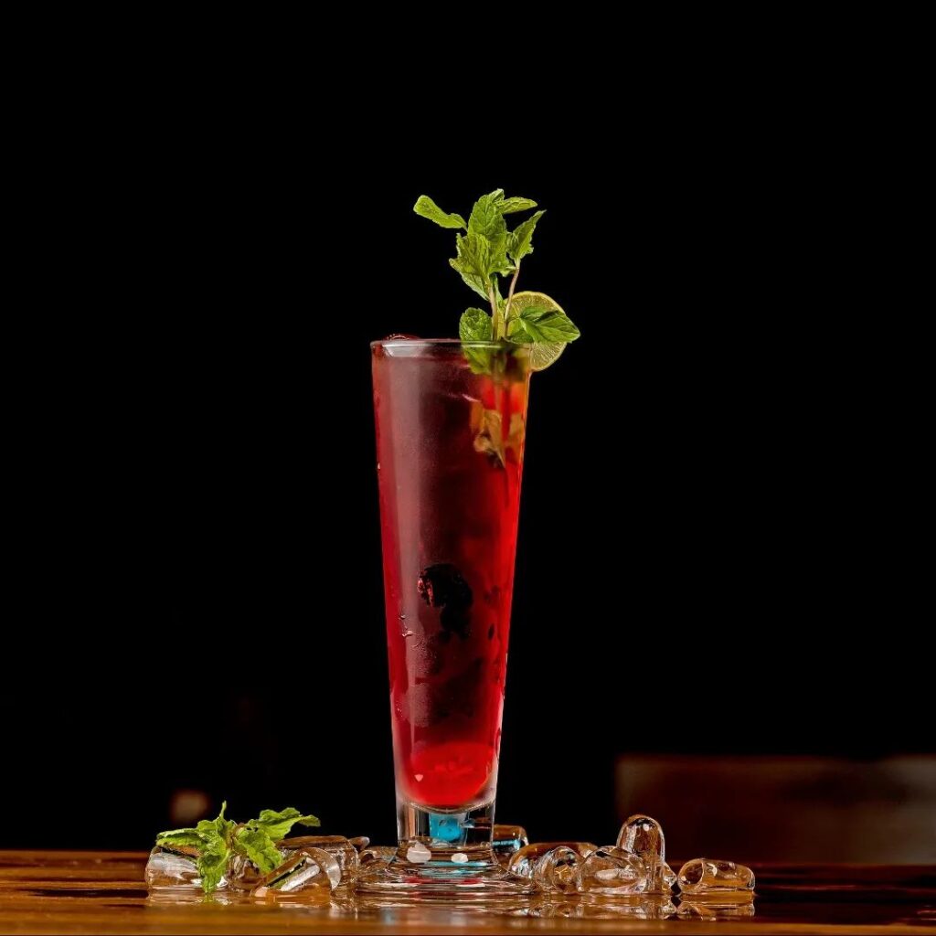 red-colored cocktail