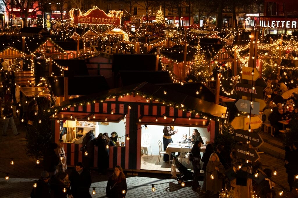Families wander festive chalets at Swiss Winter Village San Diego