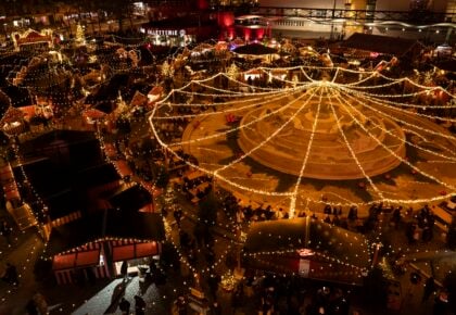 Twinkling chalets and holiday lights glow at Swiss Winter Village San Diego