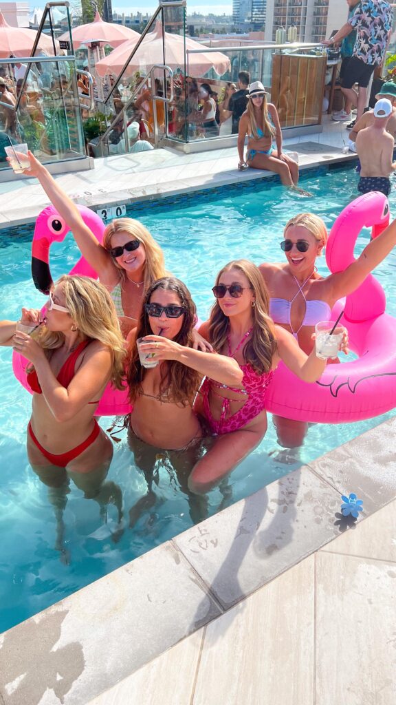 group of women in a pool