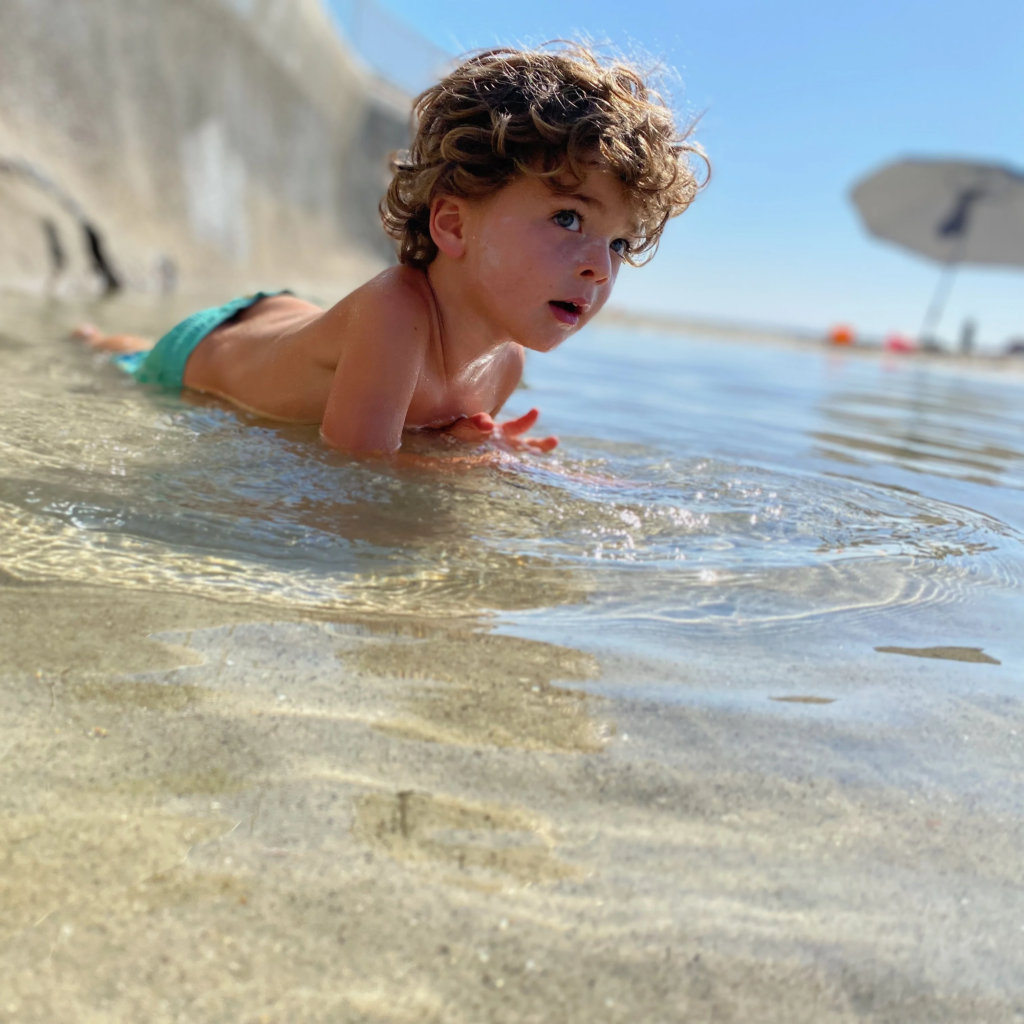 toddler in the water