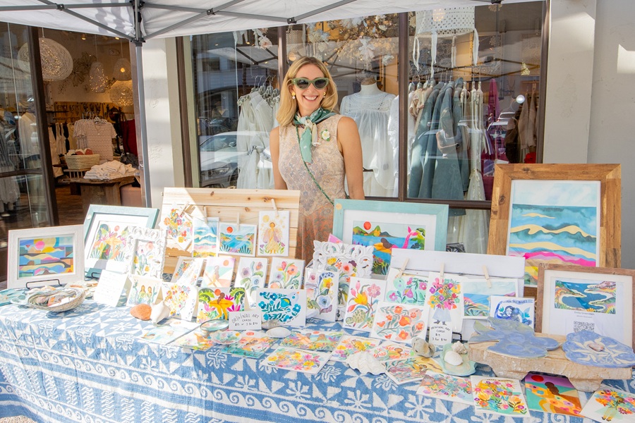 Local artwork on display during the Fall Art & Wine Walk