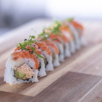 sushi on a tray