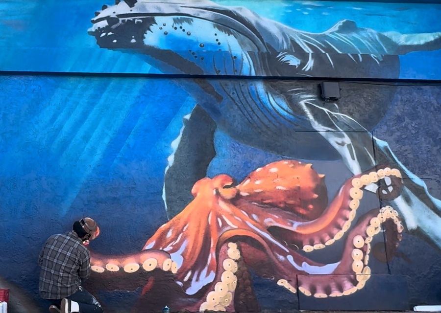 Ocean-Inspired Mural in Pacific Beach