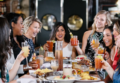 people eating around the table