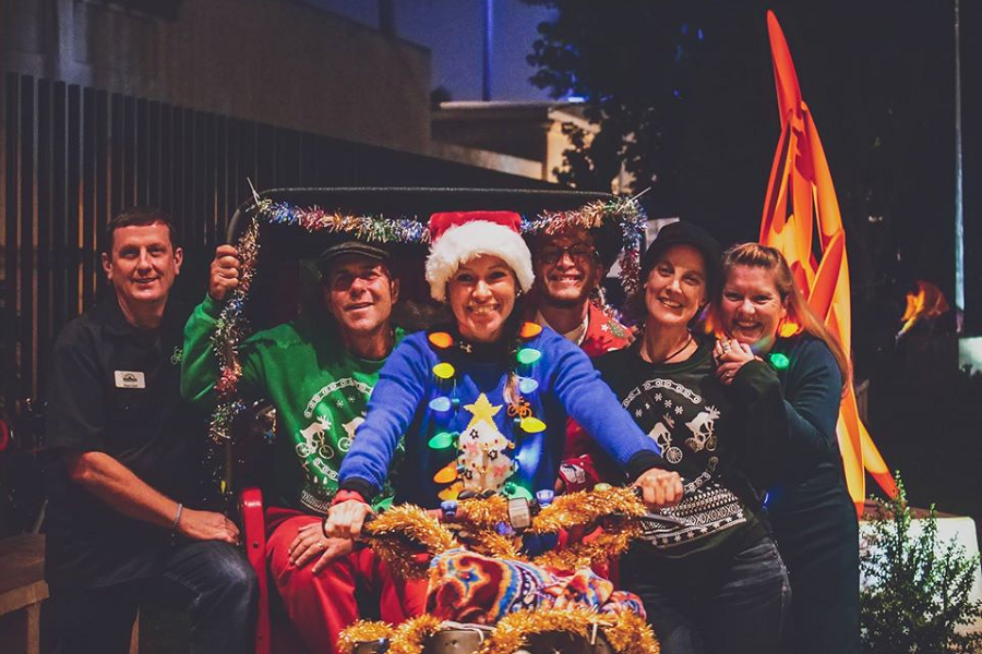 Cyclists In The Best And Ugliest Holiday Attire Deck Their Bikes To Light Up Balboa Park