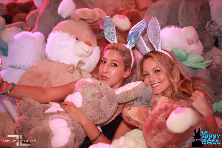 ladies and stuffed bunnies
