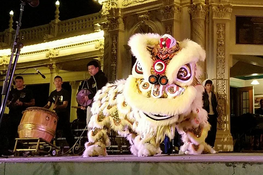Lion dance on stage