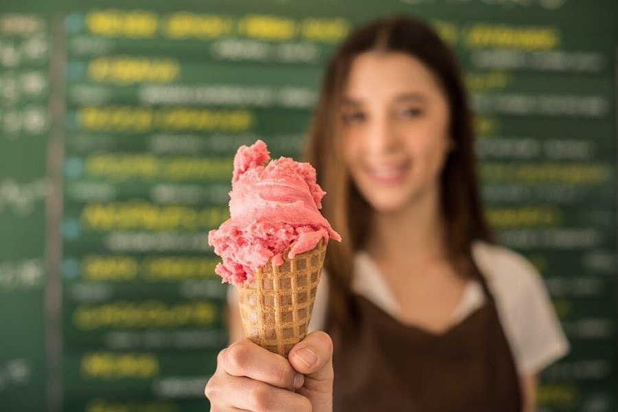 Bobboi Natural Gelato ice cream on a cone