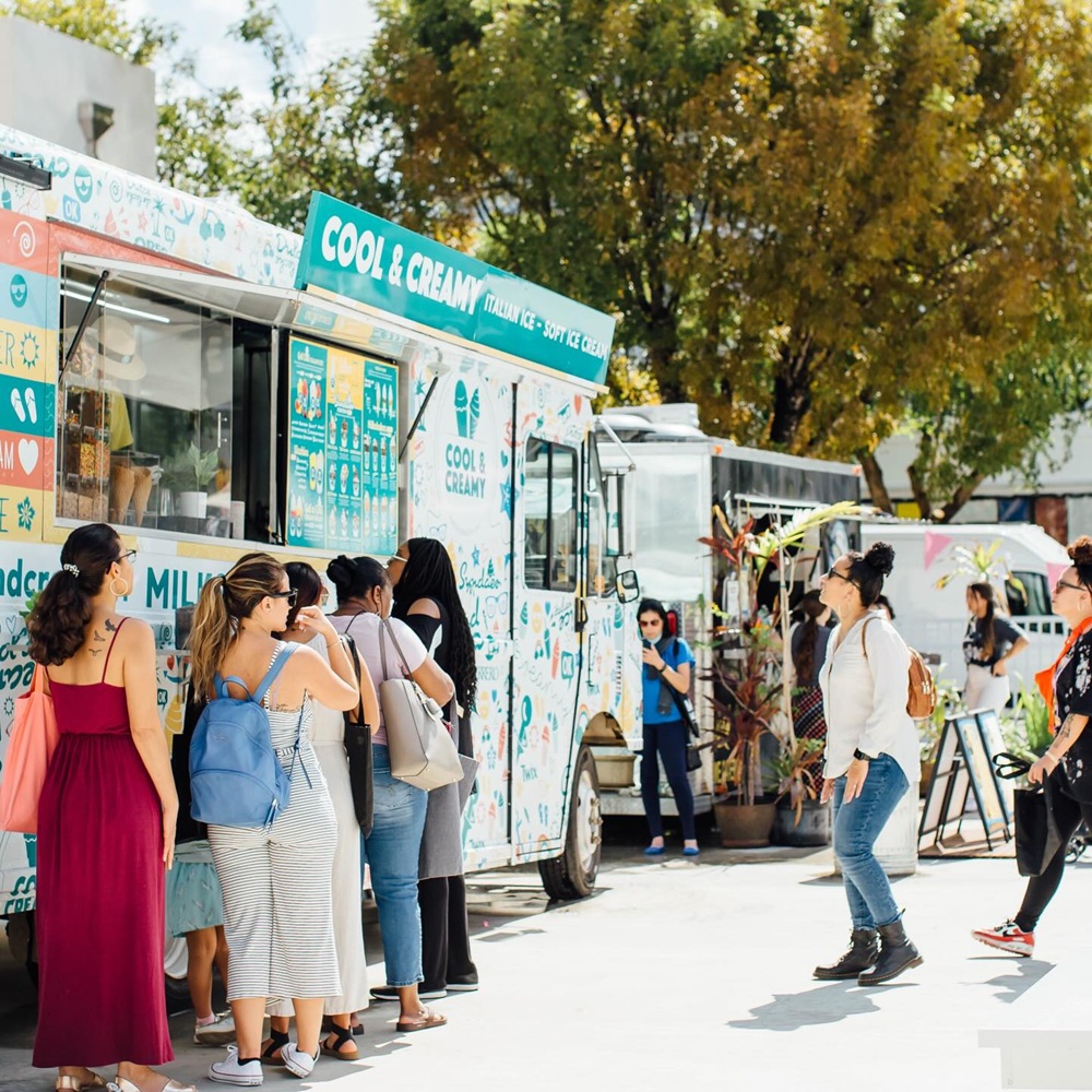 an array of food trucks
