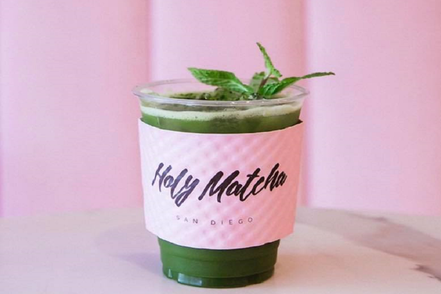 glass of holy matcha tea