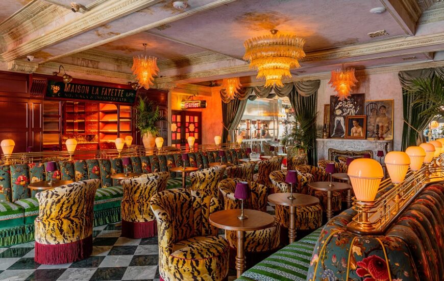 the lobby at the Historic LaFayette Hotel & Club